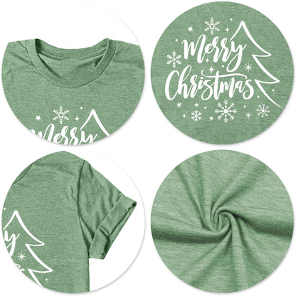Christmas Shirts Women Funny Merry Christmas Lights Graphic Tees Xmas Tree T-Shirt Holiday Tops