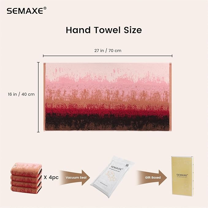 SEMAXE Hand Towels for Bathroom, 100% Cotton Towels