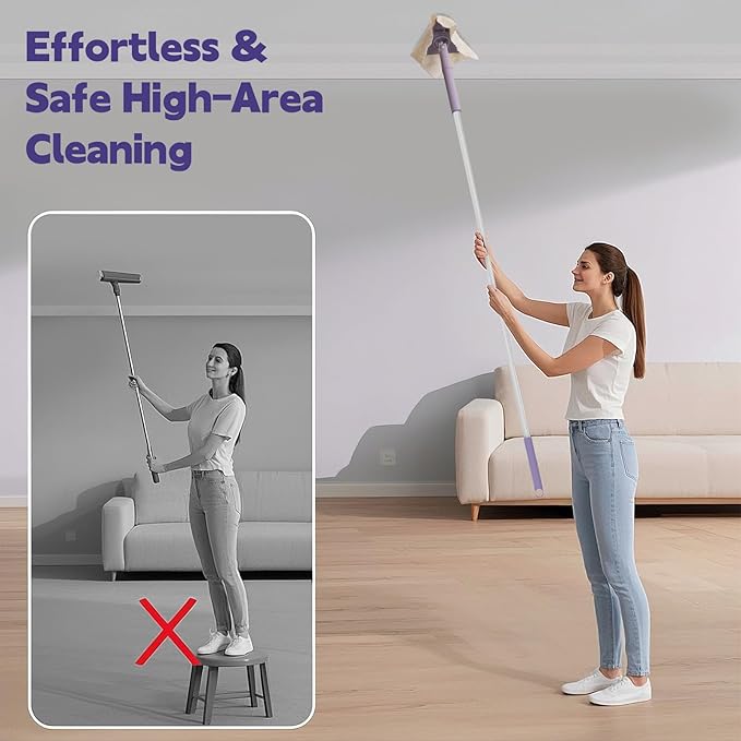 ClicLak Wall Cleaner Mop, Instantly Attach & Remove Cloth Touch-Free,