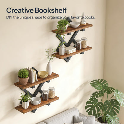 HOOBRO 15" Floating Shelves for Wall and 5 x 7 ft Area Rugs Washable Bundle, for Living Room Bedroom Kitchen, BF14BJP201-GN03AR01
