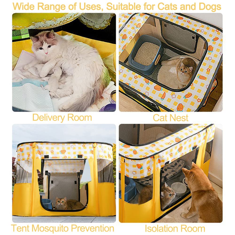 Foldable Pet Playpen Portable Kennel Cage for Puppy Dog Kitten Cat, Indoor/Outdoor Pop up Pet Tent Fence (XL,Pink)