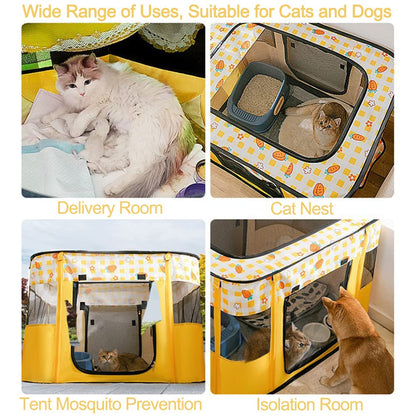 Foldable Pet Playpen Portable Kennel Cage for Puppy Dog Kitten Cat, Indoor/Outdoor Pop up Pet Tent Fence (XL,Pink)