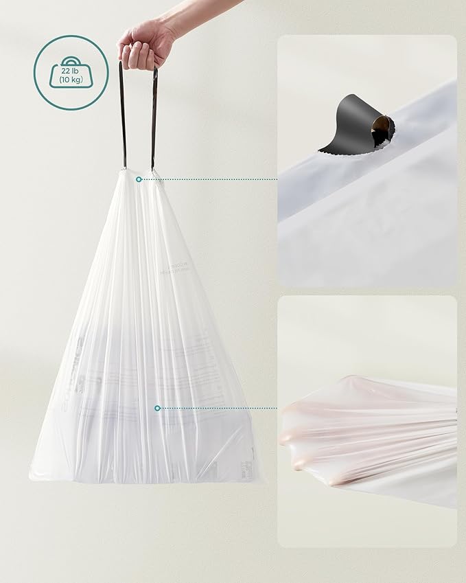 SONGMICS Trash Bags for 8-Gallon Trash Cans, Drawstring Kitchen Garbage Bags