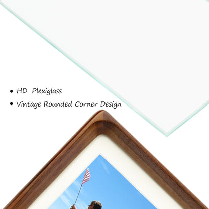 XKIILH 12x16 Picture Frames Walnut Solid Wood Vertical Horizontal Standing Display Photos 8.5x11 with Mat or 12x16 Without Mat Lovely Gift for Desk Tabletop Wall Mount Gallery Poster Frame H16