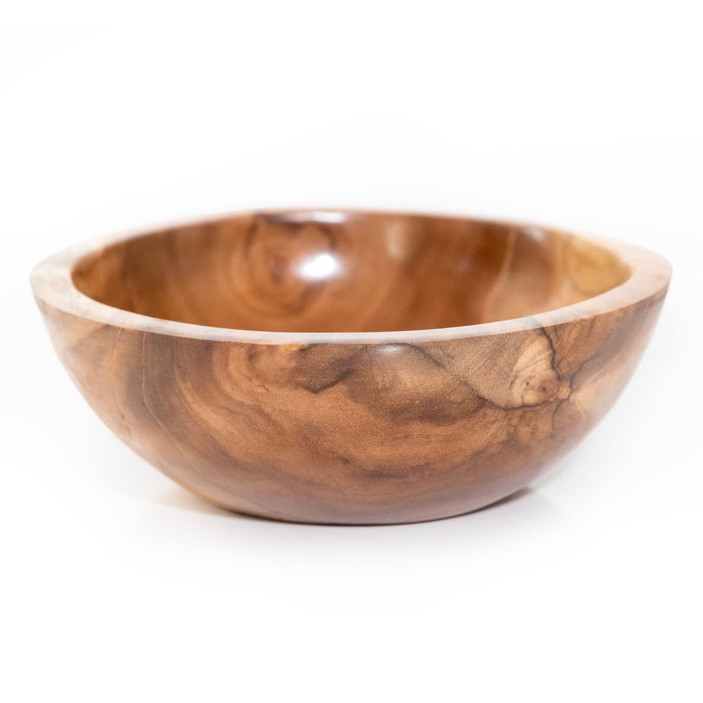 ANDALUCA Hand Carved Teak Wood Mini Decorative Round Small Bowl (6" Diameter)