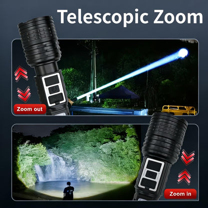 1PC/2PCS high Brightness Rechargeable LED flashlights, with a Total of 7 Modes, COB Side Light - red Blue Flash with Digital Display Function, Gift Box Set, Suitable for Emergency situations (2)