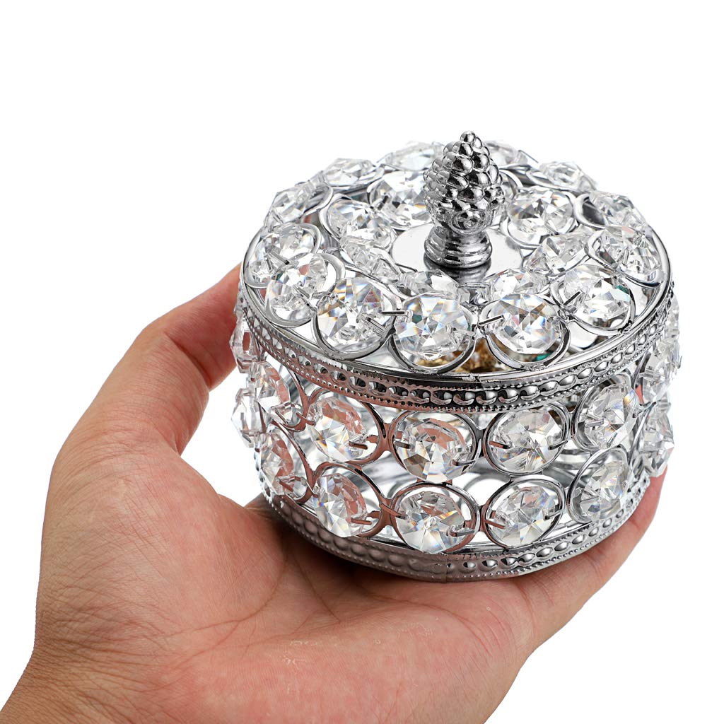 Hipiwe Crystal Mirrored Jewelry Box Jewelry Trinket Organizer Box Home Decor Ring Earrings Necklace Storage Holder Keepsake Box