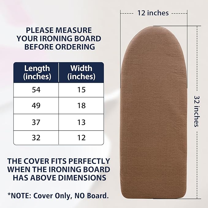 Seiritex Ironing Board Cover 12 x 32 inch, Fits Table Top Ironing Board Heat