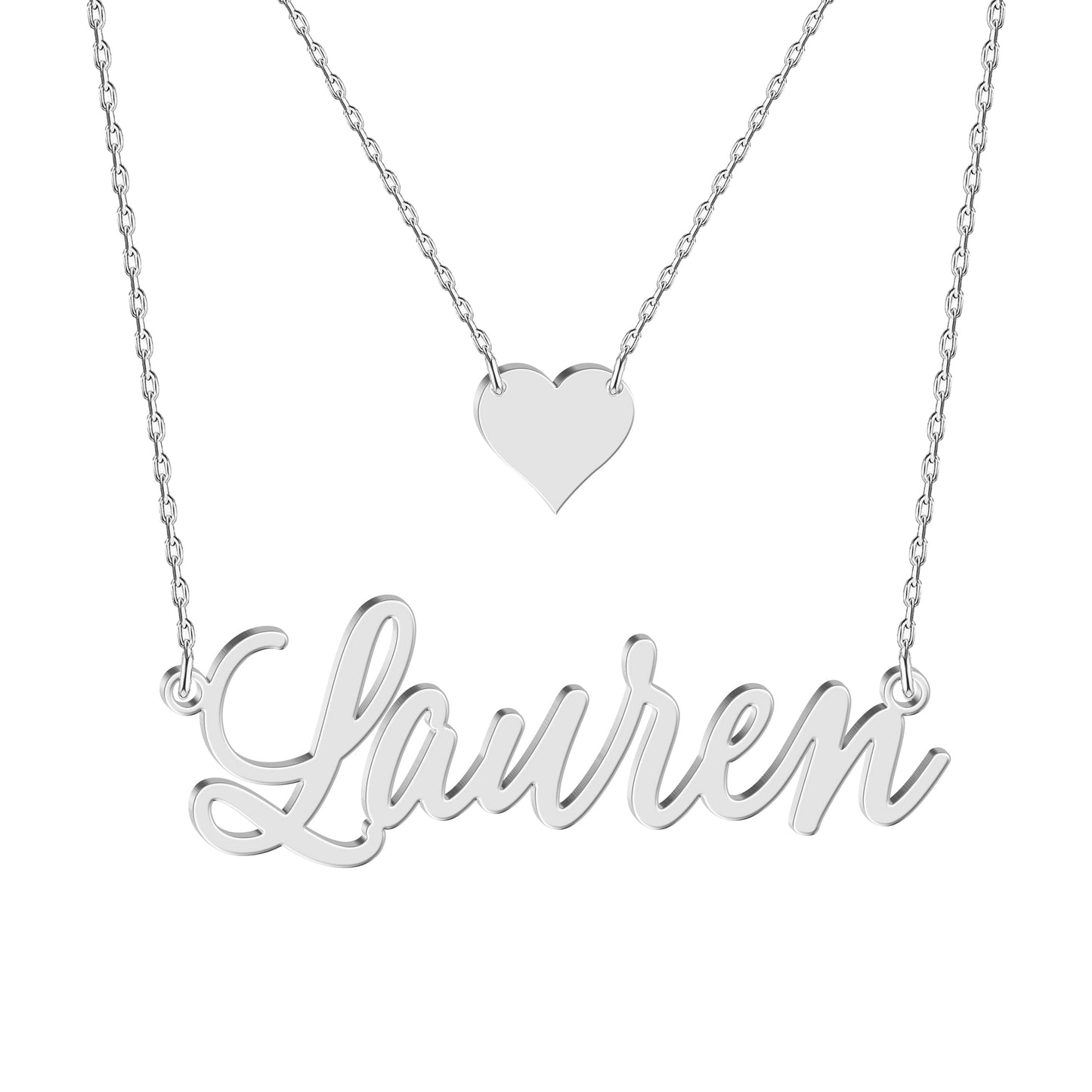 UMAGICBOX Personalized Layered Choker Name Necklace in Silver for Women, Mom- 925 Sterling Silver or Stainless Steel - Custom Nameplate with Heart - Ideal Gift for Christmas, Birthday, Anniversary