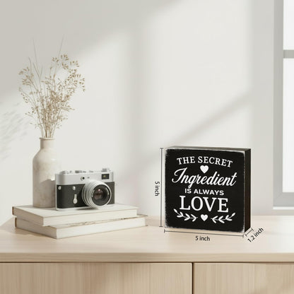 Mindset Definition Wood Box Sign - Inspirational Quote Decor for Desk and Shelf - Motivational Growth Mindset Block for Home Office, 5x5 Inch(Black)