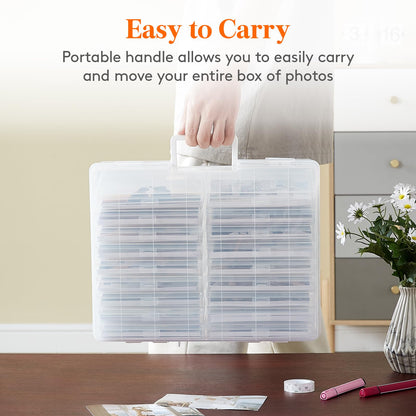 Lifewit Photo Storage Box 4" x 6" Photo Case, 18 pcs Inner Photo Keeper, Clear Photo Boxes Storage, Plastic Photo Organiser for Seed, Cards, Picture, Craft with 1 Sheet Label Sticker