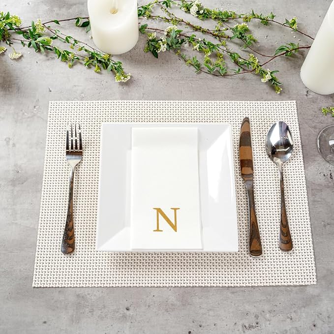 Luxenap 15.8 X 7.9 Inch Linen-Feel Guest Towels, 50 Lettered Hand Towels