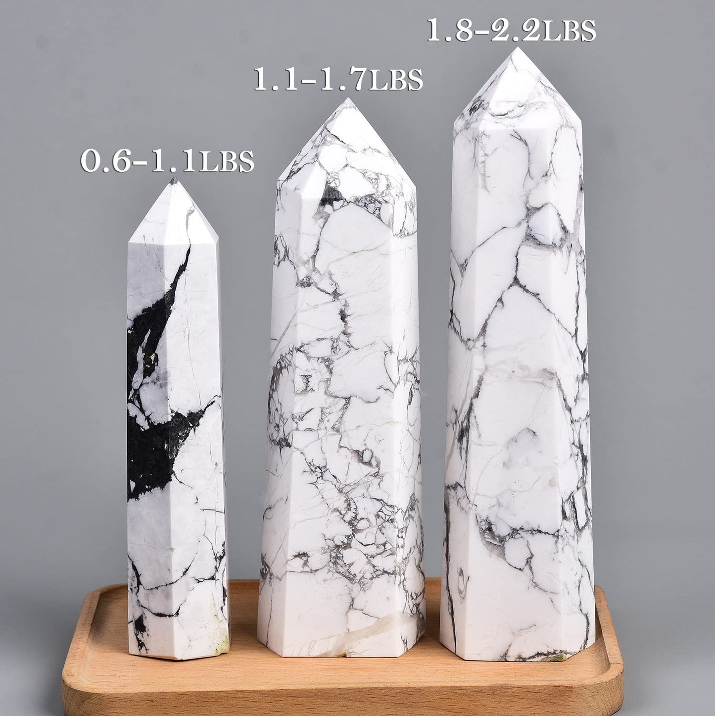 AMOYSTONE White Howlite Stone Tower Large Healing Crystal Obelisk Wand Crystal Decor Spiritual Gifts 1.8-2.2 LBS
