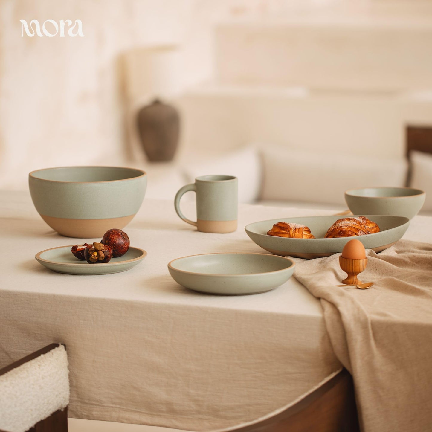 MORA Small Plates Set of 4, 6.5 inch Ceramic Pottery Dessert Plates - Microwave, Oven and Dishwasher Safe - Harvest