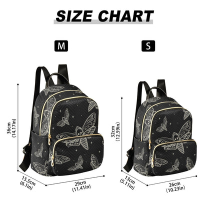 Sletend Mini Backpack Gothic Skull Butterfly Moth Fashion Backpack Purse for Women,Handbag Shoulder Bag Casual Daypack, Ladies Gift for College Work (S)