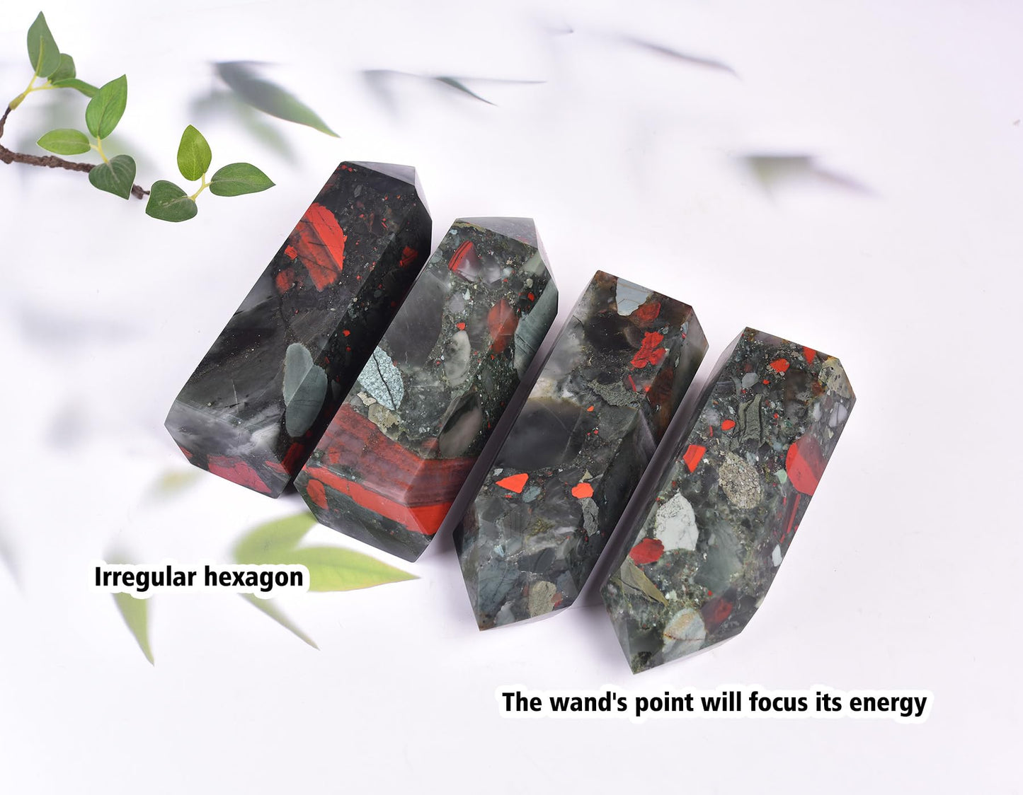 AMOYSTONE Healing Stone Tower Large African Bloodstone Healing Crystal Wand Hexagonal Point Obelisk Irregular 2-2.5 LBS, Spiritual Meditation, Reiki Chakra Gemstone Home Decor