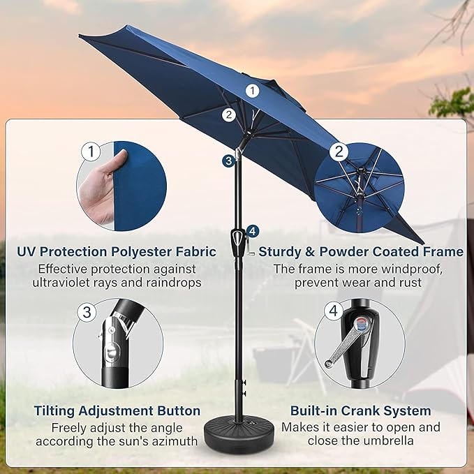 Simple Deluxe 9' Patio Umbrella Outdoor Table Market Yard Umbrella with Push Button Tilt/Crank