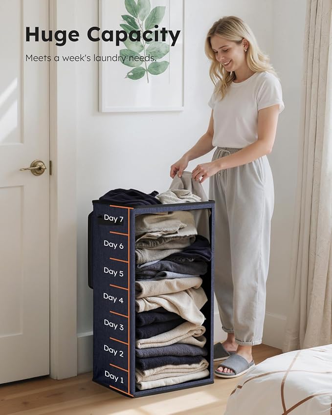 SOLEDI Laundry Hamper with Lid 100L Large & Tall Collapsible Laundry Basket