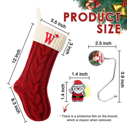 guccde Christmas Stockings with Initials, Personalized Embroidered Monogram 18 Inches Knitted Christmas Stockings Fireplace Xmas Stockings for Kids,Family Holiday Party Decoration Red Letter A