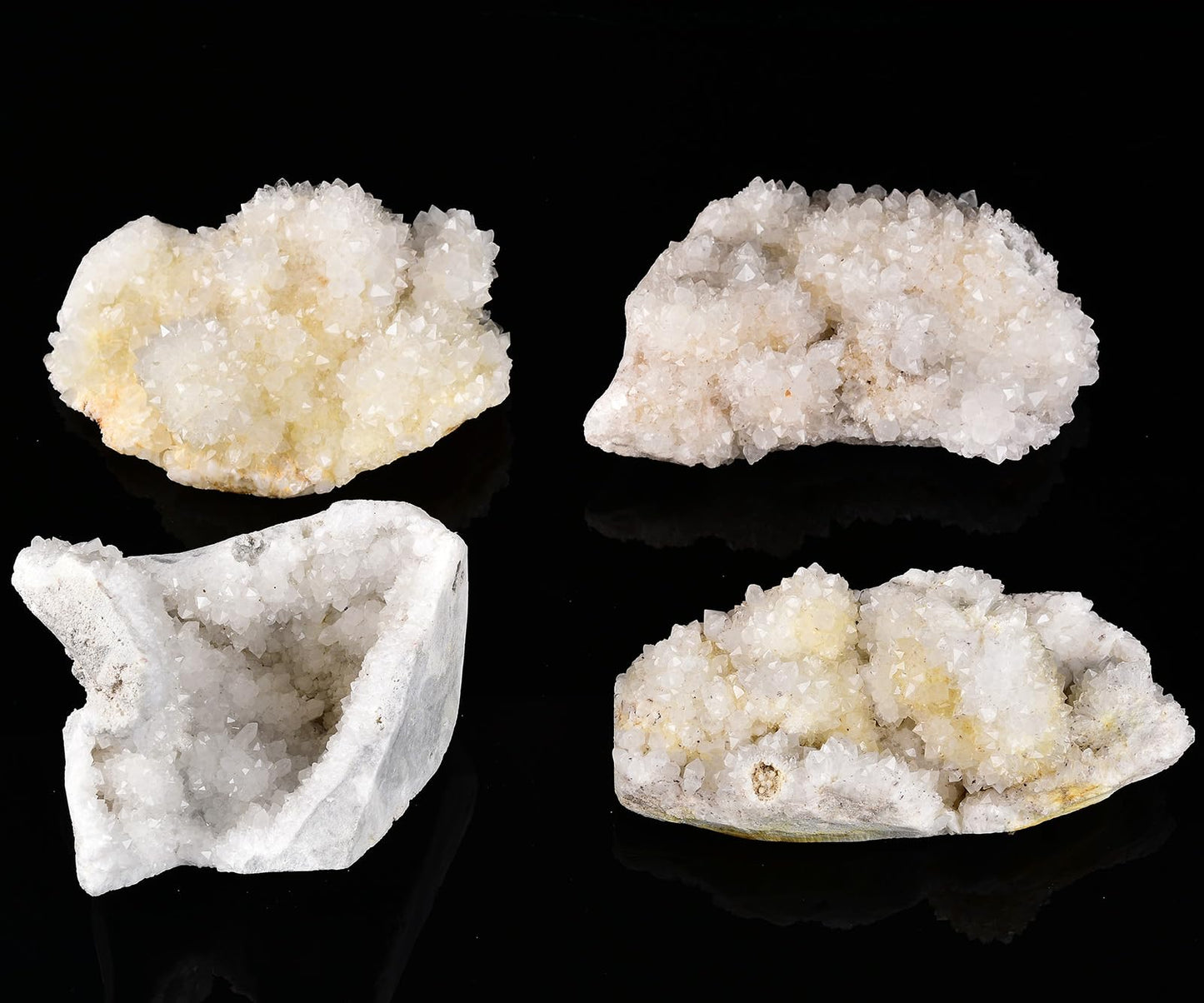 JIC Gem Natural White Quartz Crystal Cluster Geode Druzy Healing Stone Home Decoration Gemstone Specimen Large 1pc 1.98-2.42 lb