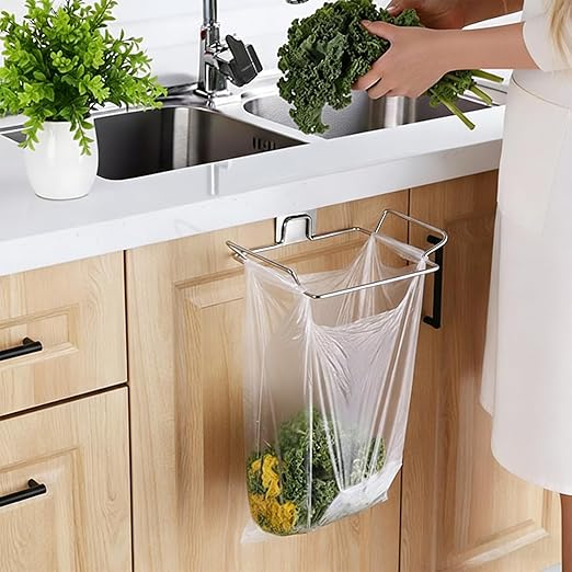 Trash Bag Holder, Stainless Steel Garbage Bag Holder Portable Under Sink Bag