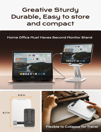 LISEN for iPad Stand Tablet Holder for Desk, Office Desk Accessories for Men Women Kids Tablet Gifts, Office Home Essentials Gadgets Portable Monitor Stand for 2026 (White)