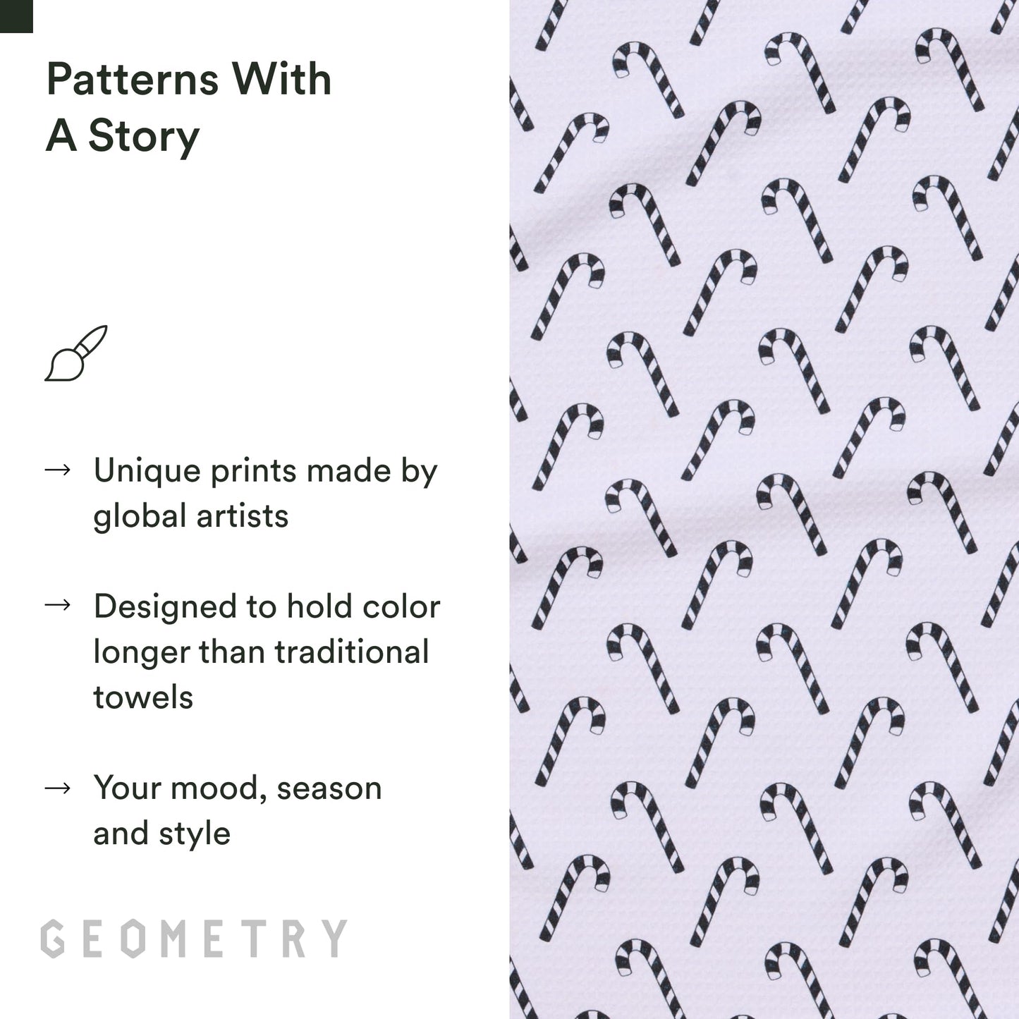 GEOMETRY Christmas Kitchen Towels - Quick Dry Microfiber Cloth Dish Towels for Kitchen Drying - Premium Quick Dry Towel - Peppermint Pop