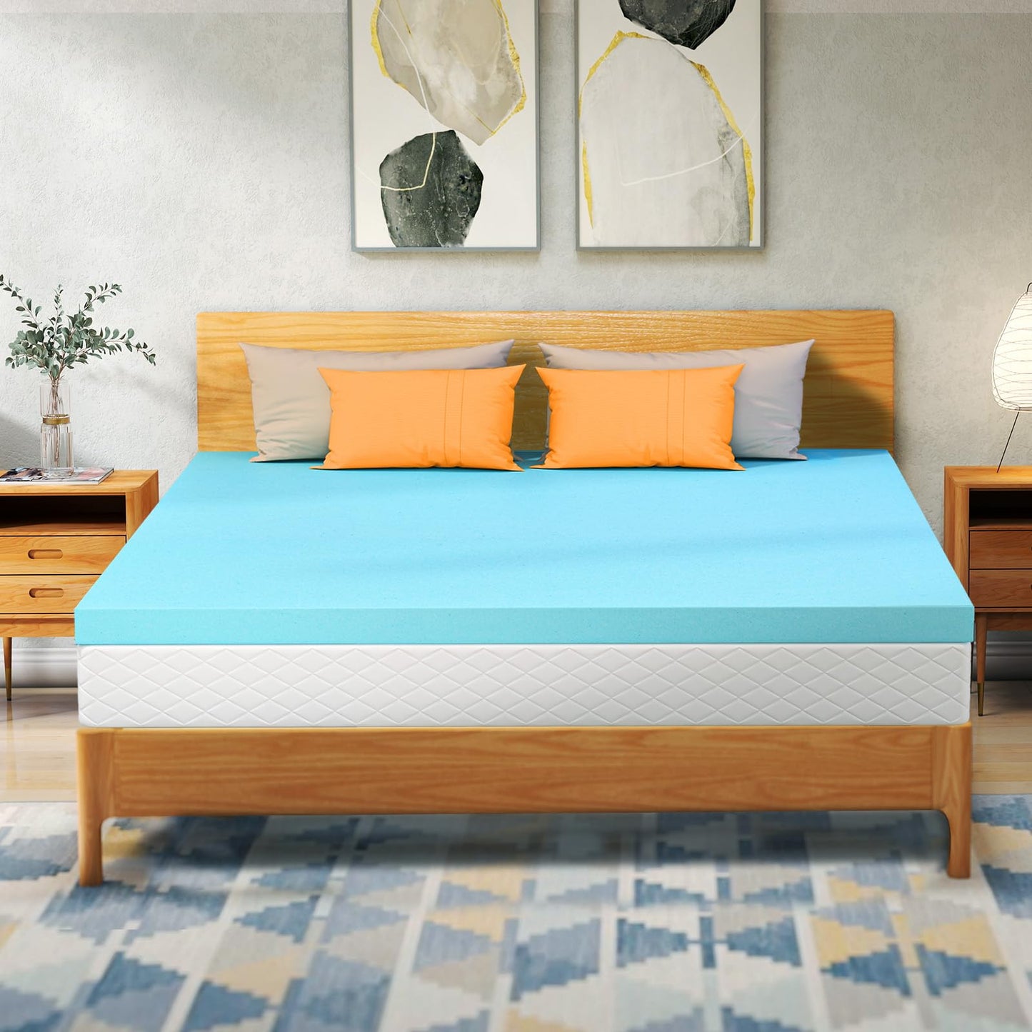 VALUXE Twin XL Mattress Topper 3 Inch Cooling Gel Memory Foam, CertiPUR-US Certified Topper & Pad for Back Pain Relief, Soft Breathable Bedding with Pressure Relief (Blue)