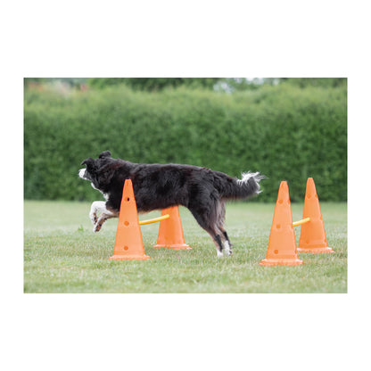 TRIXIE Pylon Obstacle Set – 6 pylons – 3 poles – variable height adjustment: 6 cm / 13.5 cm / 20 cm – orange/yellow – 32091
