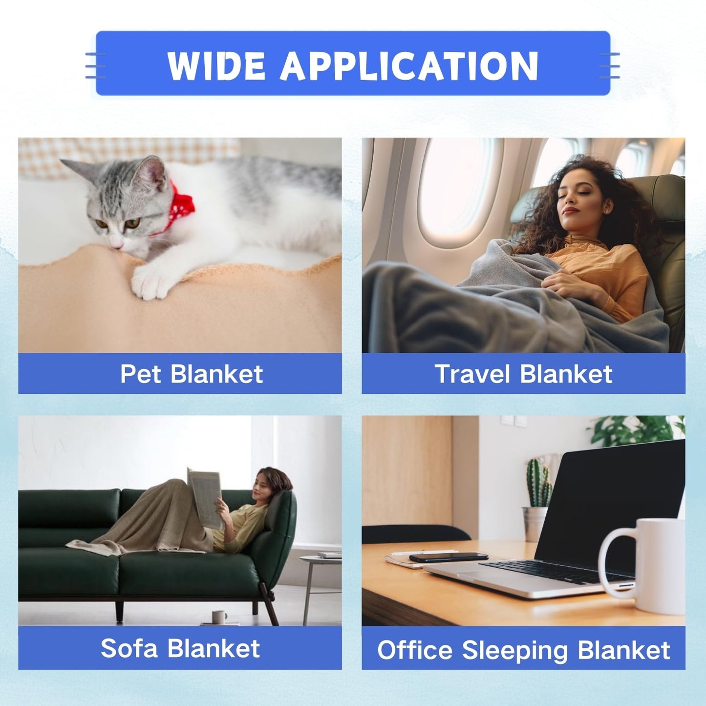 CZFZTXL Fleece Throw Blankets Lightweight Warm Soft Cozy Pet-Friendly Bulk Fleece Throw Blanket Solid for Home Bed, Sofa, Office, Gifts, Outdoor (Multiple Print, Pack of 6-50 x 60 inch)