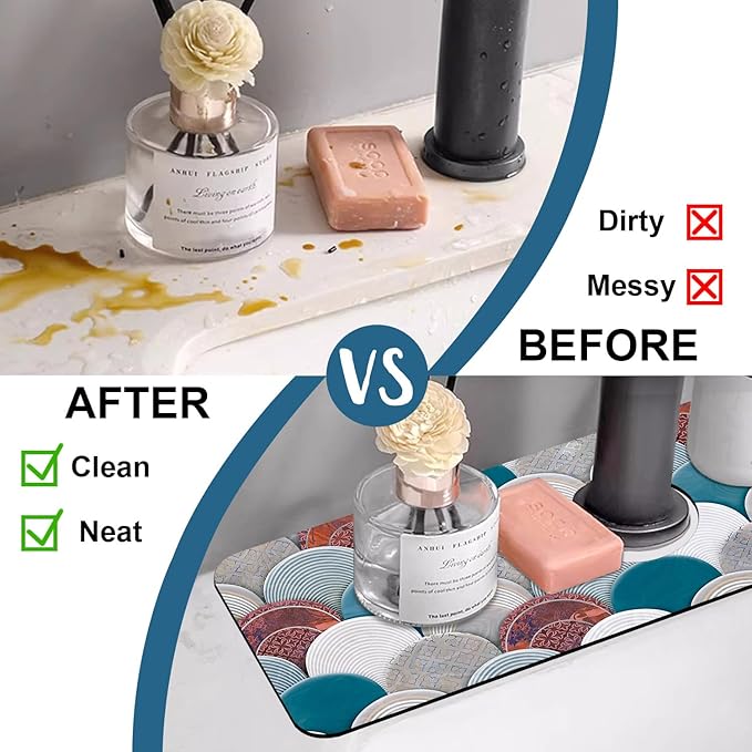 Wall Tiles Texture Sink Splash Guard Ceramic Decor Faucet Absorbing Mat Fast