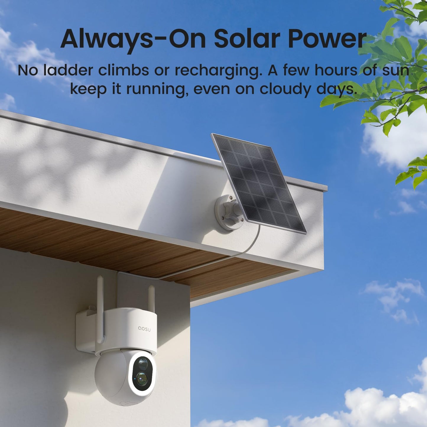 aosu SolarCam D1 Max 4-Cam Kit, 4K Solar Security Cameras Wireless Outdoor, 360° PTZ Auto Tracking & Vehicle Detection, Color Night Vision, No Subscription Required, 1TB Expandable Storage