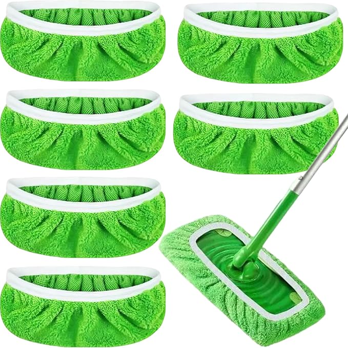 6-Pack Reusable Coral Fleece Mop Pads Washable Wet Mopping Cloths and Dry