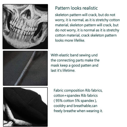 MELOP Skeleton Skull Ghost Halloween Balaclava Face Mask for Cosplay Costume Cycling Outdoor Sport Winter Warmer With Skeleton Pattern Gloves