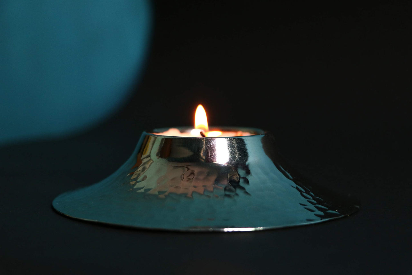 DeKulture Handmade Pure Nickel Votive T-Light Holder & Candle Bowl Diya - 4.5x1.5 inch