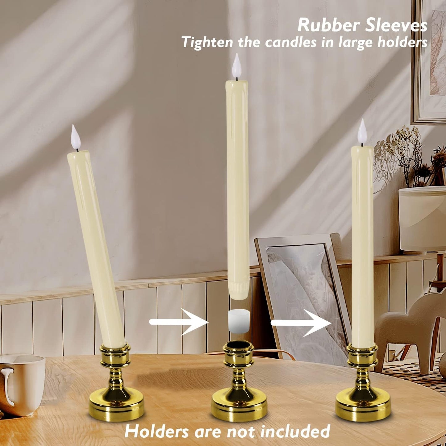 Homemory 6 Pack Plastic Taper Flameless Candles with Remote, Timer, Battery Operated CandleSticks with Flickering Bright Light, 9.6 Inches for Home Decoration