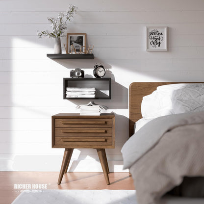 RICHER HOUSE Floating Shelves Bathroom, Black Floating Shelves for Wall, Above Toilet Bathroom Shelves, Wall Mounted Hanging Shelves for Bedroom, Kitchen, Living Room Decor - Black