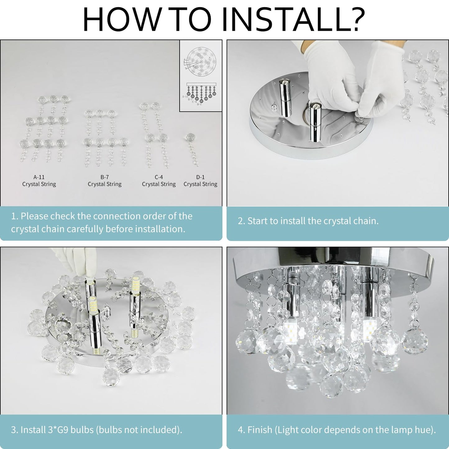 TISLYCO Modern Raindrop Crystal Chandelier, 3 Lights Flush Mount Ceiling Light, Silver Modern Mini Ceiling Light Fixture for Bedroom, Dining Room, Living Room, Hallway, Closet, Bathroom