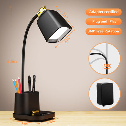 GONDSILY LED Desk Lamp with USB Charging Port Touch Control 3 Color Modes, Stepless Dimming,Eye-Caring LED Table Lamp for Home,Office,Bedroom,Reading,Work,Study, 5V, 2.4A