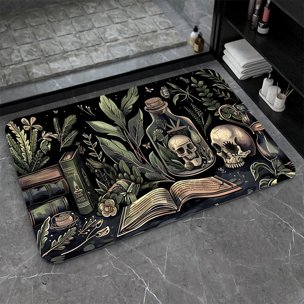 ZHUZHISHAN Bath Mat-Bathroom Rug，Books and Skulls-Absorbent Non Slip Quick Dry Stain Resistant Easy to Clean Care Shower Rug for Bathtub Shower Room 16×24Inch (40 * 60cm)