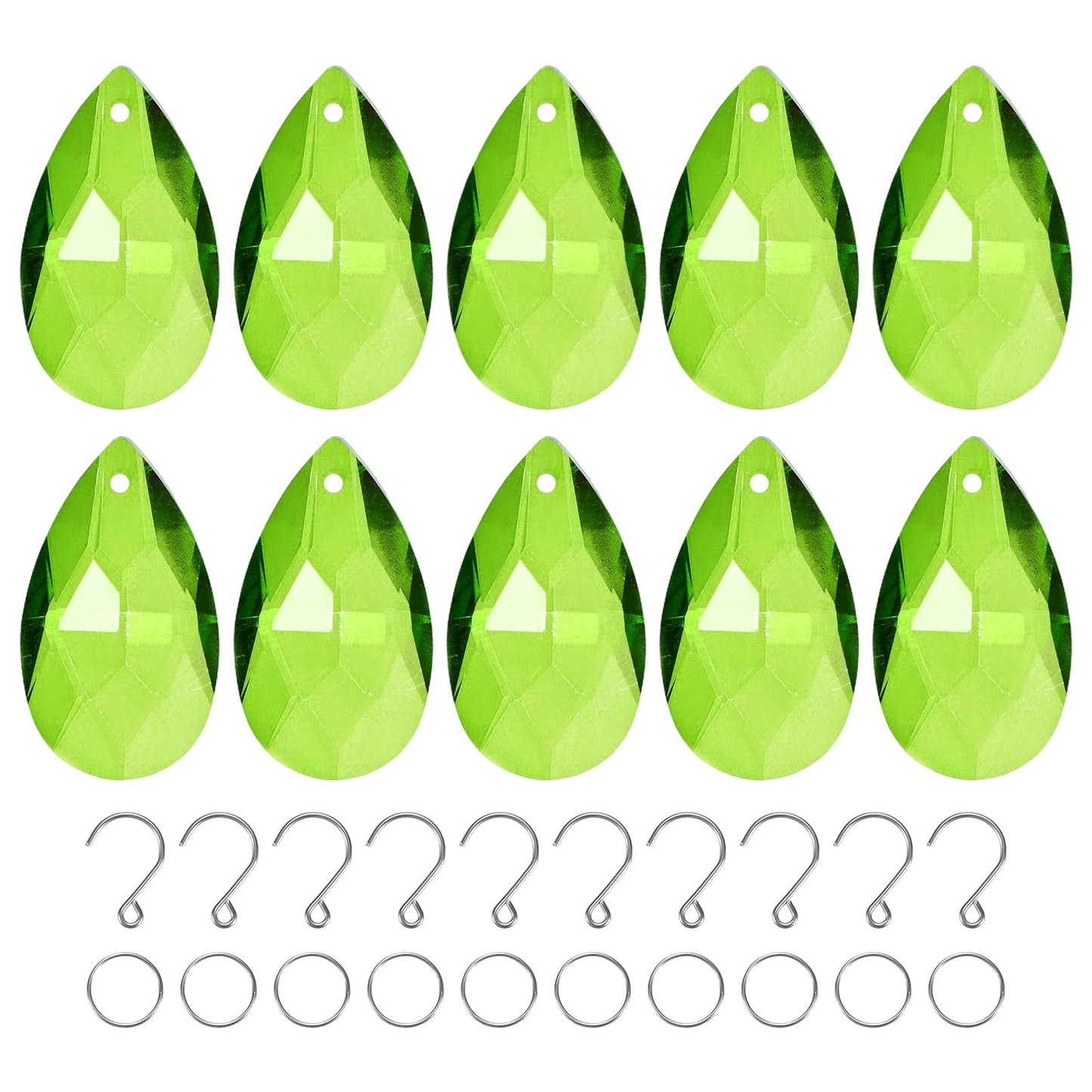 M METERXITY 10-Pack Crystal Grid Prisms, 38mm/1.5 Inch Chandelier Pendant Maker Hanging Crystals Chandelier Prisms for Home/Windows/Garden/DIY Decoration[Grass Green]