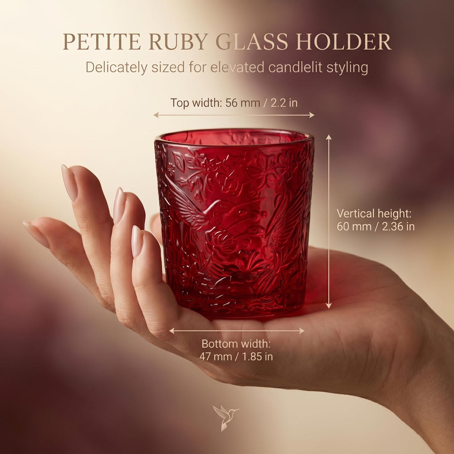 Ruby Red Hummingbird Tealight Holders, 6 Pack