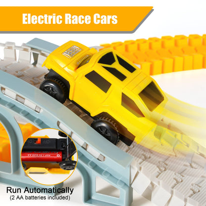 260 PCS Construction Race Tracks for Kids Toys, 2 Electric Cars, 4 Construction Cars, 1 Map & Flexible DIY Track Set, Engineering Presents for 3 4 5 6 Year Old Boys Girls