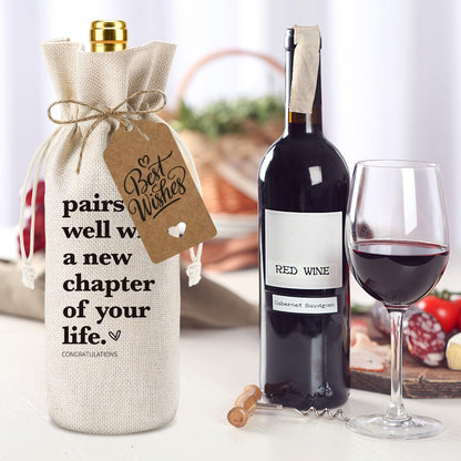 XFW 1 Pcs Funny New Chapter Wine Bag New Beginnings Gifts for Women Men Farewell Gifts for Friends Going Away Gifts for Coworkers Women Men Moving Away Gifts for Friends New Teacher Gifts