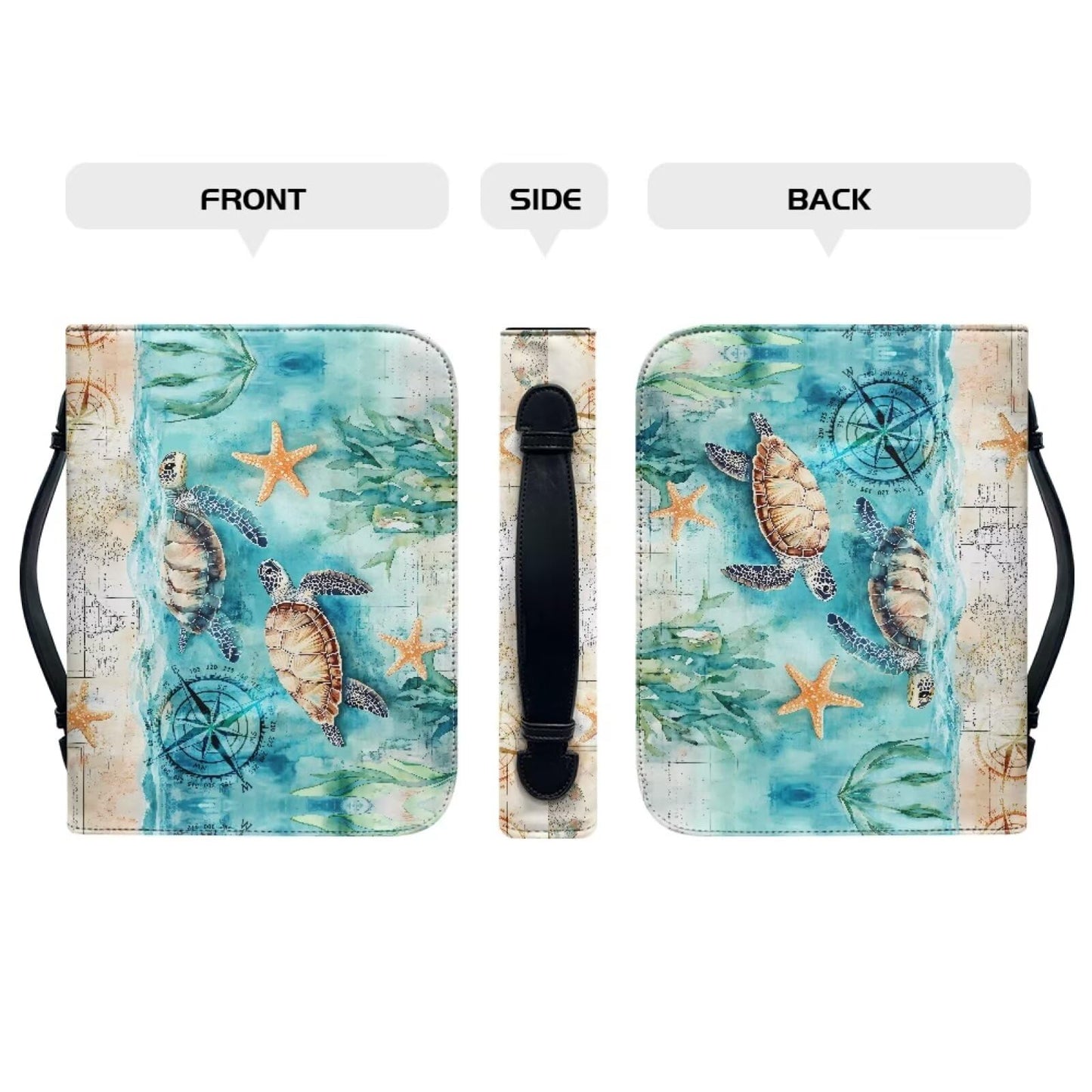 WUYOJUXA Sea Turtle Bible Cover Case for Women Men Study Bible Case Ocean Carrying Book Case for Bible Accessories Christian Gifts For Women-size：L