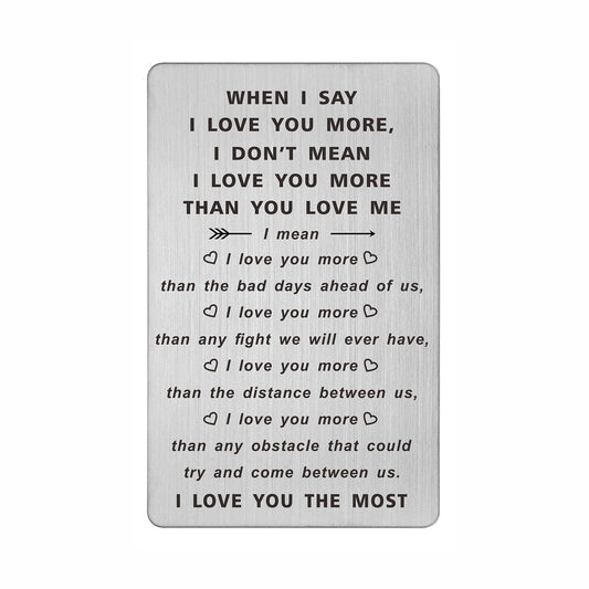 TANWIH When I Say I Love You More Wallet Card, Romantic Valentines Day Cards, I Love You Gifts for Him Her, Valentines Gifts for Men, Anniversary Card for Husband, Long Distance Present for Boyfriend