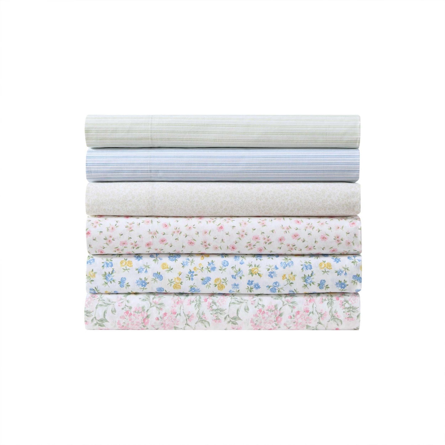 Laura Ashley - King Sheet Set, Crisp & Cool Cotton Percale Bedding for Year Round Comfort, Deep Pocket, Bed Sheets with Matching Pillowcases (Little Ditsy Pink)
