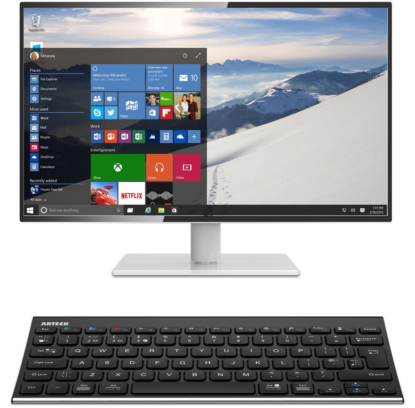 Arteck Bluetooth Keyboard, Stainless Steel Universal Portable Multi-Device Wireless Bluetooth Keyboard for iOS, Android, Windows iPad Tablet PC Smartphone