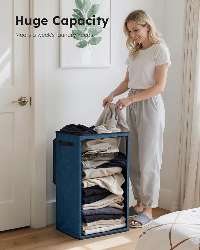 SOLEDI Laundry Hamper with Lid 90L Large & Tall Collapsible Laundry Basket