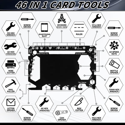 Cholemy 24 Pcs Credit Card Wallet Multitool 46 in 1 Metal Stainless Steel Survival Pocket Tool Bottle Opener Multipurpose Bulk for Husband Dad Men Christmas Birthday Gift, Black